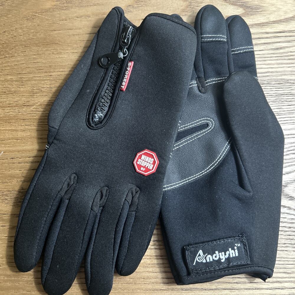 Andyshi Men's Winds Stopper BF B-Forest Gloves, Black, Size Small